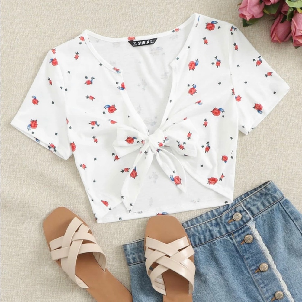 Shein tie front top nwot